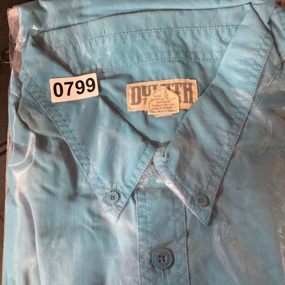 Duluth Trading Co. Mens 2XLT Short Sleeve Button‎ Down Shirt Blue Nylon - Picture 10 of 10